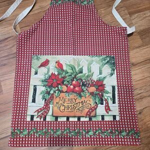 Merry Christmas Full Apron Festive Cardinal Holly Design Susan Winget